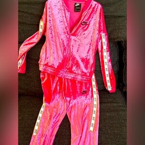 Pink velour Girls Nike size 14 
New Never worn